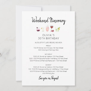 Invitation d'itinéraire d'anniversaire de week-end