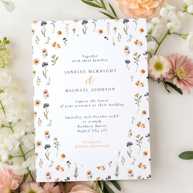 Invitation Ditsy Sunflowers & Wildflowers Fall Wedding  (Créateur téléchargé)