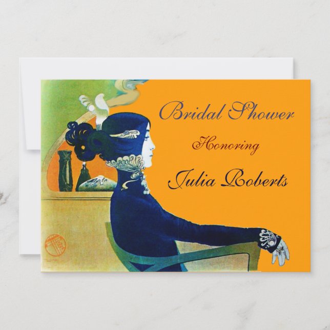 INVITATION DIVA DANS LE PARTI FÊTE DES MARIÉES MONOGRAM BLEU (Devant)