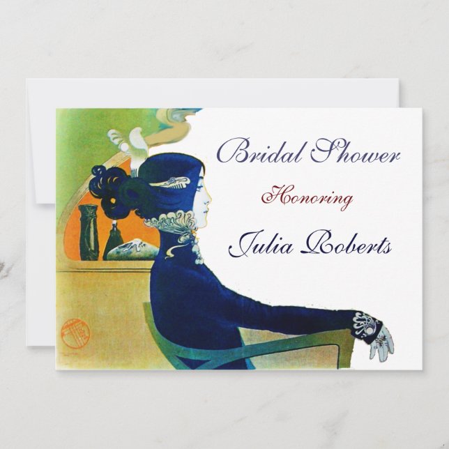 INVITATION DIVA DANS LE PARTI FÊTE DES MARIÉES MONOGRAM BLEU (Devant)