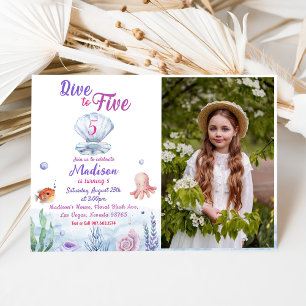 Invitation Dive To Five Mermaid 5th Birday Party Photo