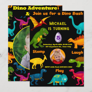 Invitation Diverses espèces de Dinosaures colorés