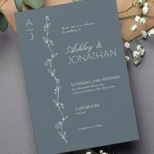 Invitation Divider botanique moderne Dusty Mariage bleu