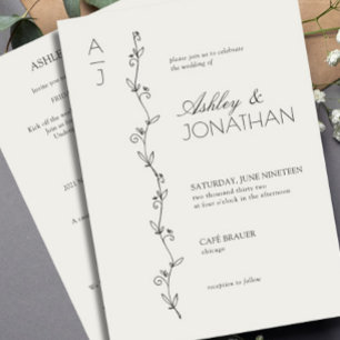 Invitation Divider botanique moderne Mariage Bone tout-en-un