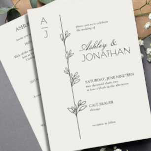 Invitation Divider botanique moderne Mariage Bone tout-en-un
