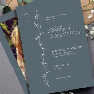 Invitation Divider botanique moderne Mariage Dusty Blue Photo