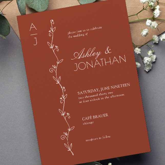 Invitation Divider botanique moderne Mariage Redwood (Créateur téléchargé)