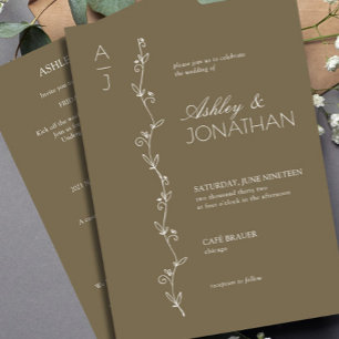 Invitation Divider botanique moderne Mariage tout-en-un Brown