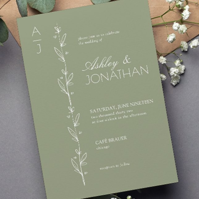 Invitation Divider botanique moderne Sage Mariage vert (Créateur téléchargé)