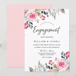Invitation Divine Aquarelle Blush Fleur Partie d'engagement