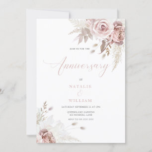 Invitation Divine Blush & Dusty Rose Anniversaire Mariage