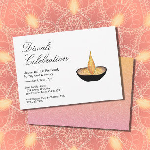Invitation Diwali Célébration Parties scintillant Or Rose Diy