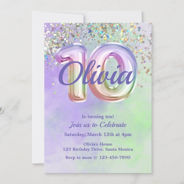 Invitation Dixième anniversaire, Tie Dye, dix, Parties scinti (Devant)