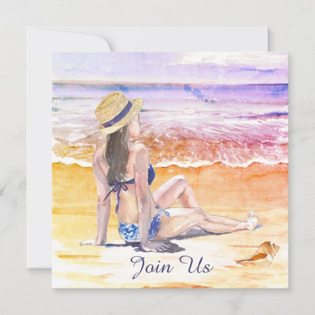 Invitation *~* DIY Plage Tropicale AR29 Générique RSVP TOUT É (Devant)