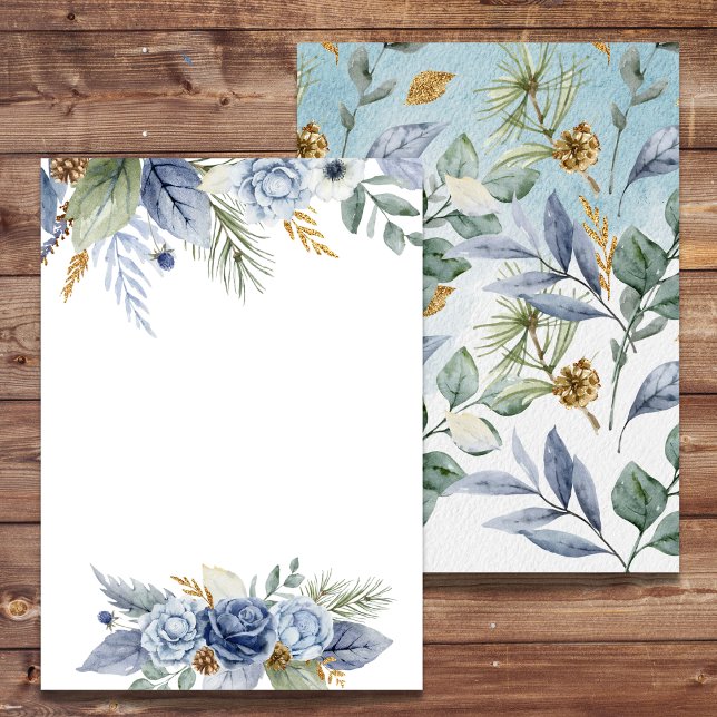 Invitation DIY vierge de verdure fleur bleu poussi (Créateur téléchargé)