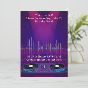 Invitation DJ Birthday Party - Personnalisable