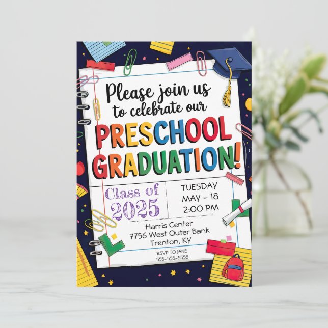 Invitation do-it-yourself Carnet Papier Clip Pac de graduatio (Debout devant)