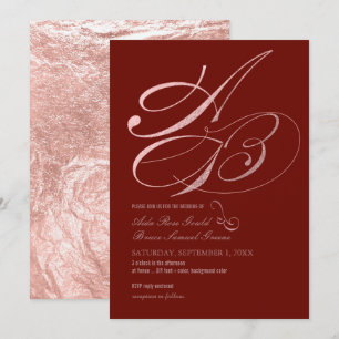 Invitation DO-IT-YOURSELF Couleur, Monogrammes, Faux Rose Gol