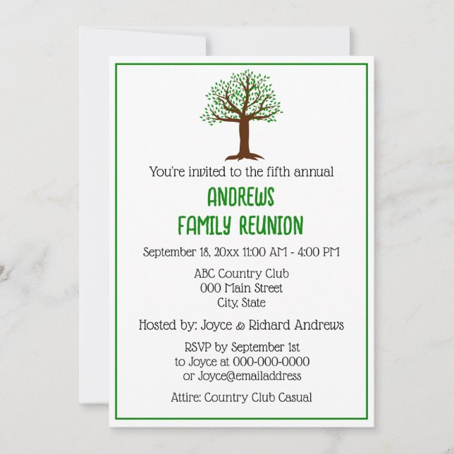 Invitation do-it-yourself Couleurs Family Tree Réunion famili (Devant)