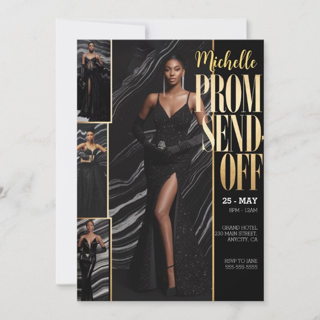 Invitation do-it-yourself PROM Photo ENVOYER Luxueux Mode (Devant)