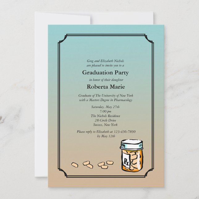 Invitation d'obtention du diplôme de pharmacien (Devant)