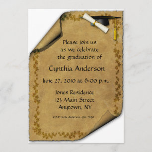 Invitation d'obtention du diplôme de rouleau de