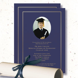 Invitation Docteur Bleu Marine École de Médecine Photo Remise