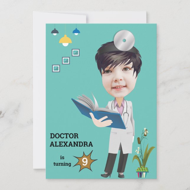 Invitation Docteur Médicale Femme Photo Sensationnelle Annive (Devant)
