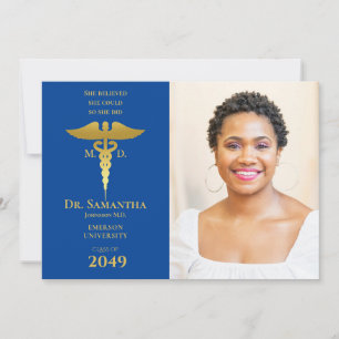Invitation Docteur Médicale MD RN Nurse Graduation BLUE Photo