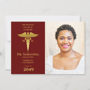 Invitation Docteur Médicale MD RN Nurse Graduation RED Photo