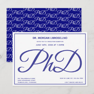 Invitation Doctorat Bleu Blanc Parti de Graduation