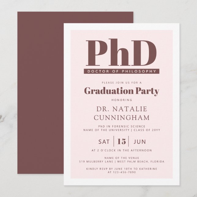 Invitation Doctorat Doctorat en Philosophie Doctorat (Devant / Derrière)