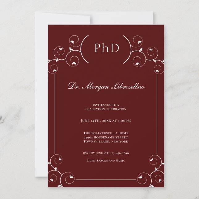 Invitation Doctorat élégant Bourgogne (Devant)