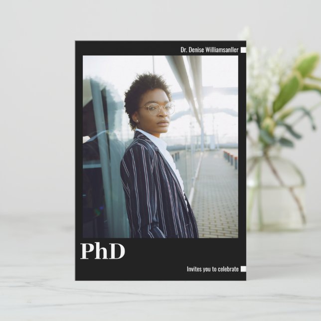 Invitation Doctorat photo minimaliste (Debout devant)