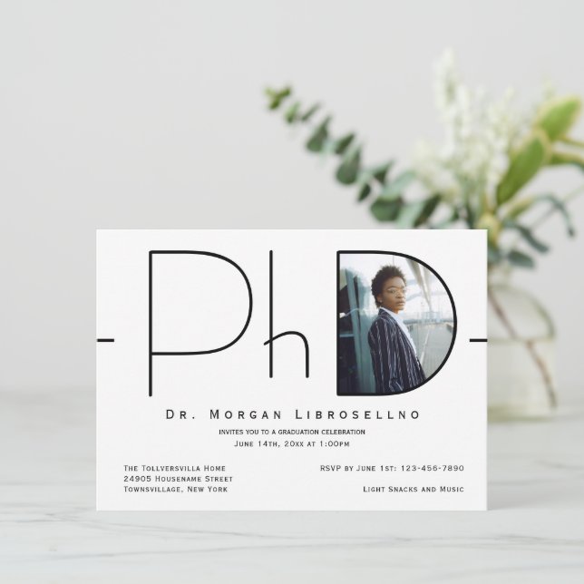 Invitation Doctorat photo moderne (Debout devant)