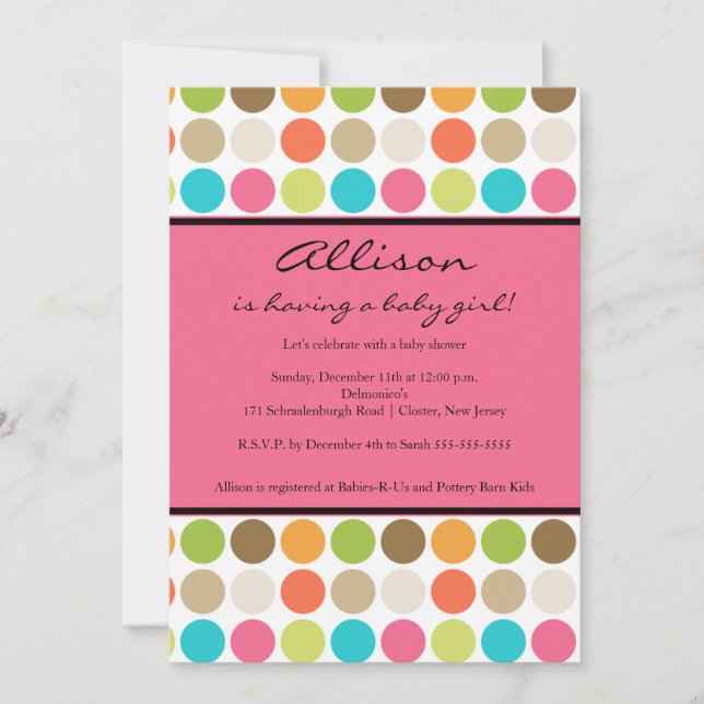 Invitation DOIGTS AMUSANTS PINK Baby Girl Douche (Devant)