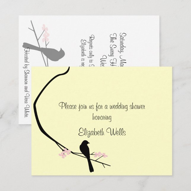 Invitation d'oiseau et de fleur - petite (Devant / Derrière)