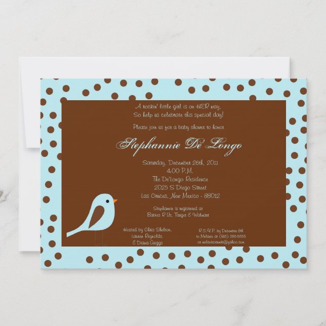 Invitation d'oiseaux bleus 5x7 (Devant)