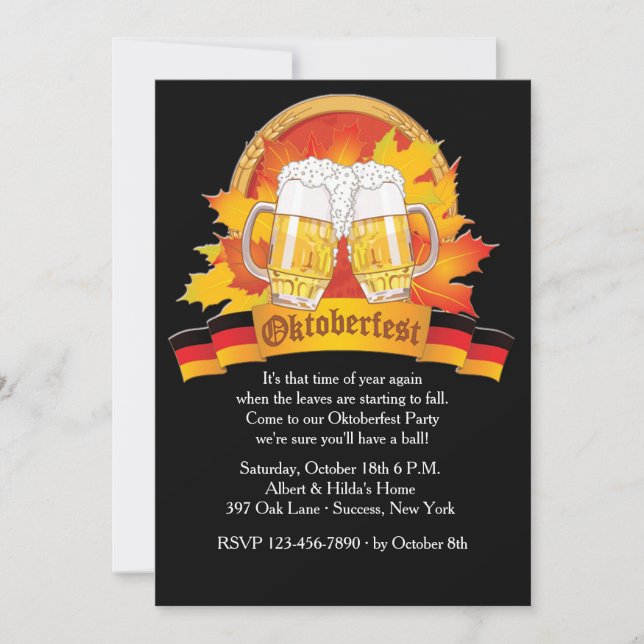 Invitation d'Oktoberfest de chute (Devant)
