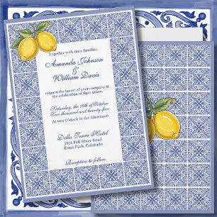 Invitation Dolce Vita - Carreaux Italiens et Citrons Mariage