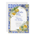 Dolce Vita Italien Bleu Carreaux Or Citrons Annive