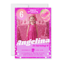 Invitation Doll Pink Gilter Anniversaire