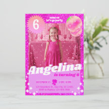 Invitation Doll Pink Gilter Anniversaire