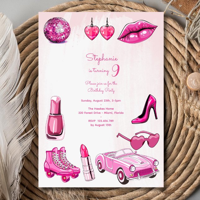 Invitation Doll rose fille mode fête d'anniversaire (Créateur téléchargé)