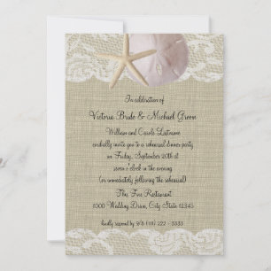 Invitation Dollar de sable et dentelle Dîner de répétition