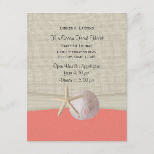 Invitation Dollar de sable et Starfish Shell Coral Réception