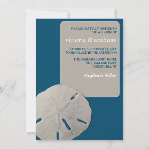 Invitation Dollar de sable, Mariage Ocean Blue Beach