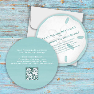 Invitation Dollar de sable tropical minimaliste QR Code Plage