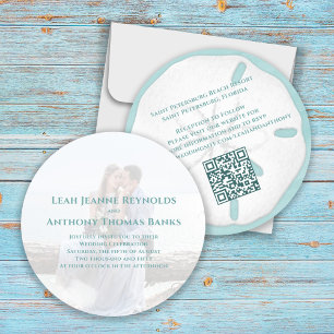 Invitation Dollar de sable tropical minimaliste QR Code Plage