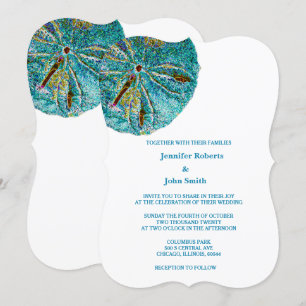 Invitation Dollar de sable Turquoise Artsy Beach Mariage naut